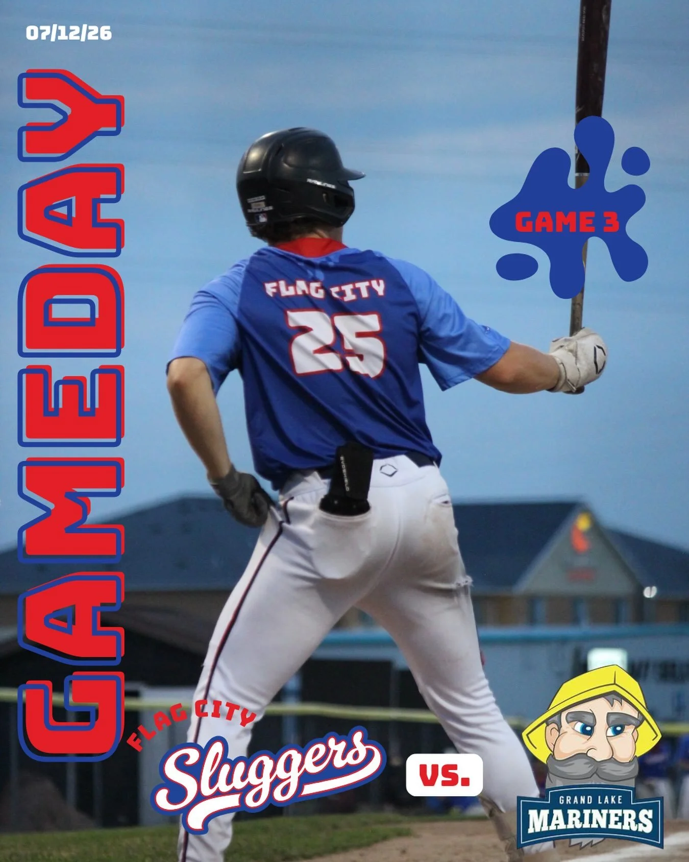 Game 3. Series finale. Let&rsquo;s finish strong! ⚾️🔥

📍 Montgomery Field
⏰ 4:05 PM
🆚 Grand Lake Mariners
📺 Stream live on @FloSports

#GoSluggers #GLSCL