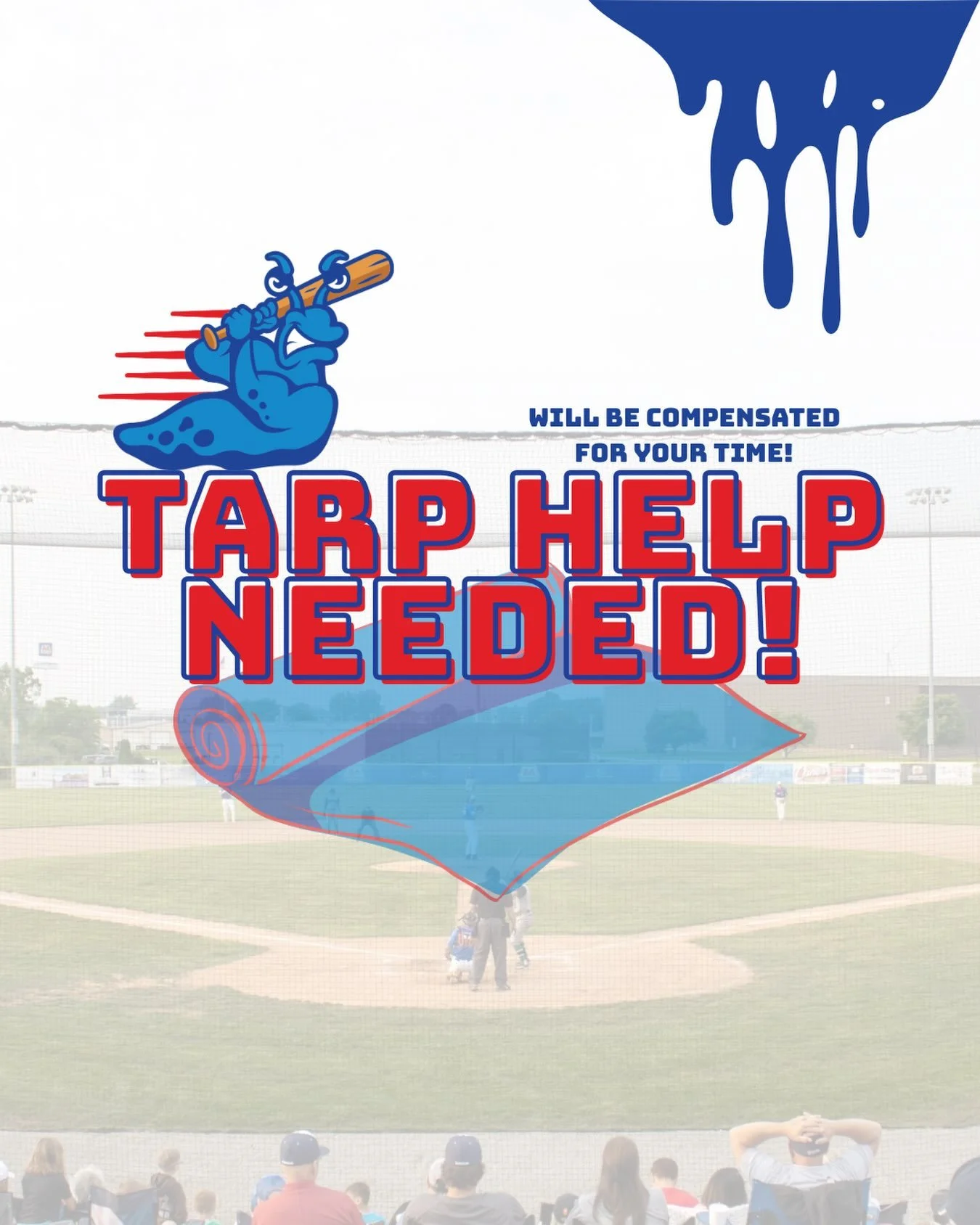 Need a quick weekend workout? 💪

We need a few extra hands to help re-roll the tarp this Saturday at the Marathon Diamonds! You will be compensated for your time and effort. ⚾

Interested? Drop us a DM here on Facebook or Instagram for all the detai