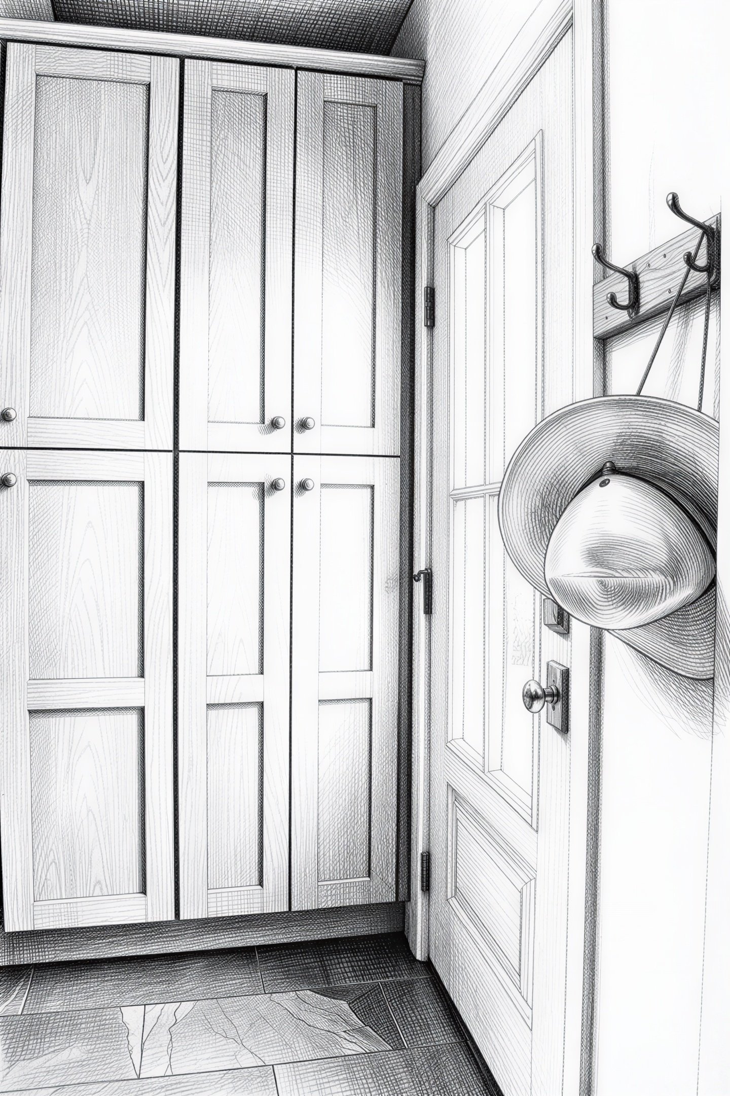 Packer home | Sketch rendering of this custom mud room renovation