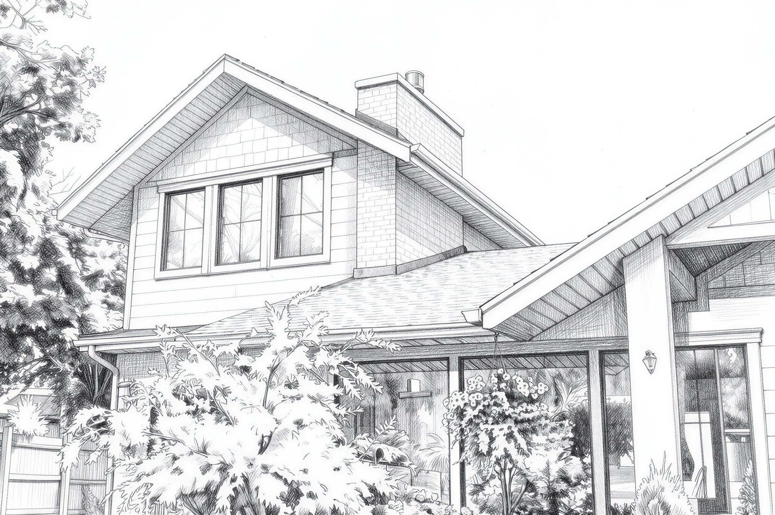 Packer home | Sketch rendering of this custom home addition + renovation