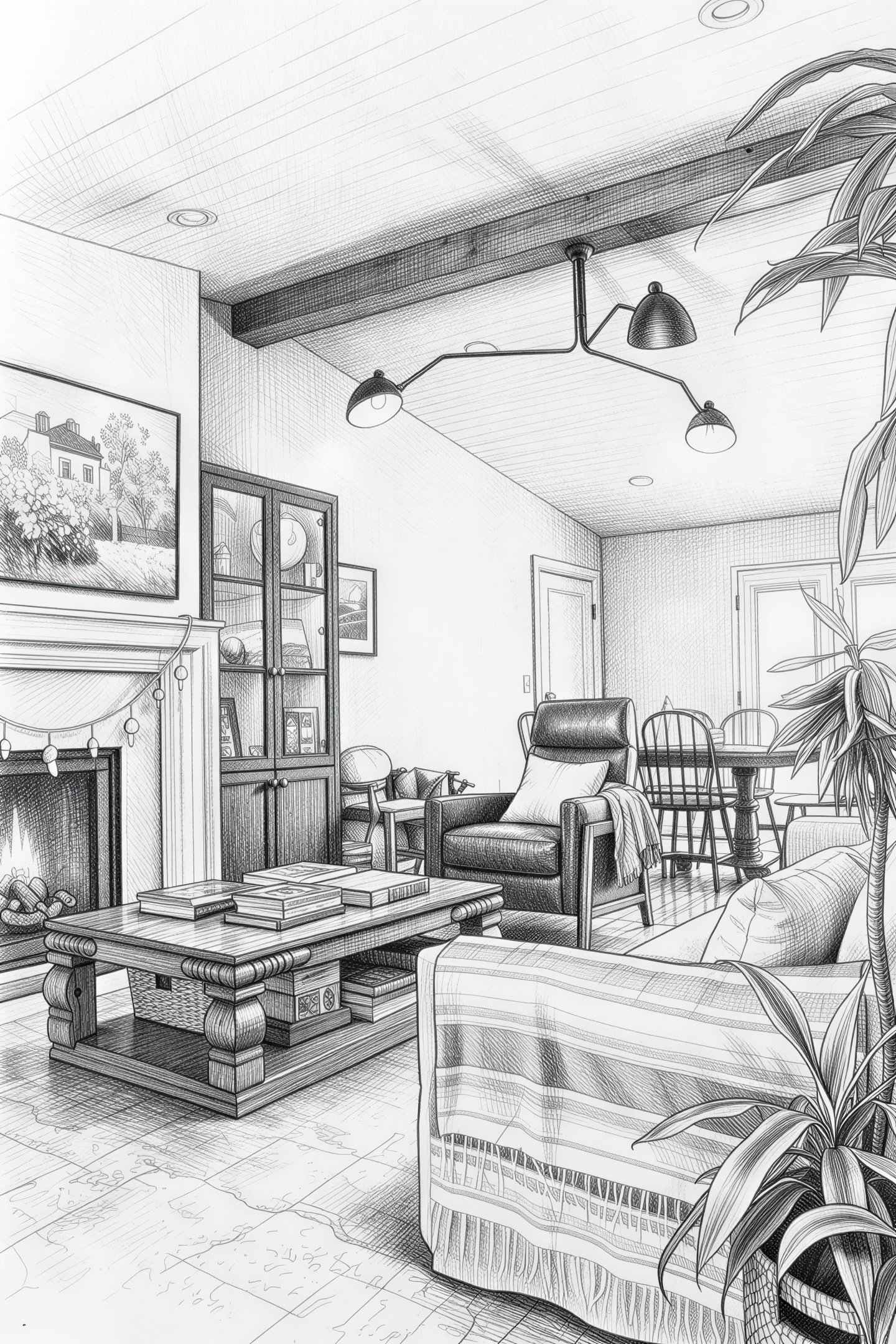 Packer home | Sketch rendering of this custom living room renovation