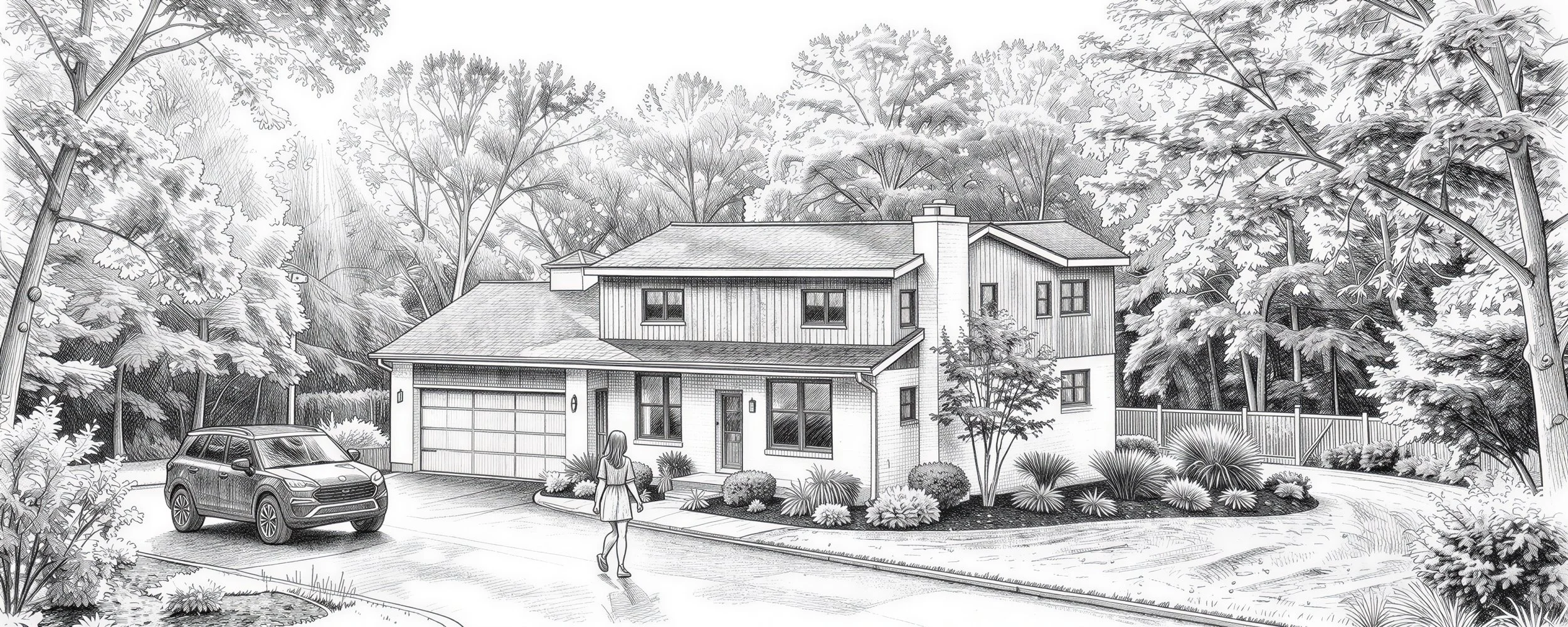 Brewer home | Sketch rendering of this custom home addition + renovation