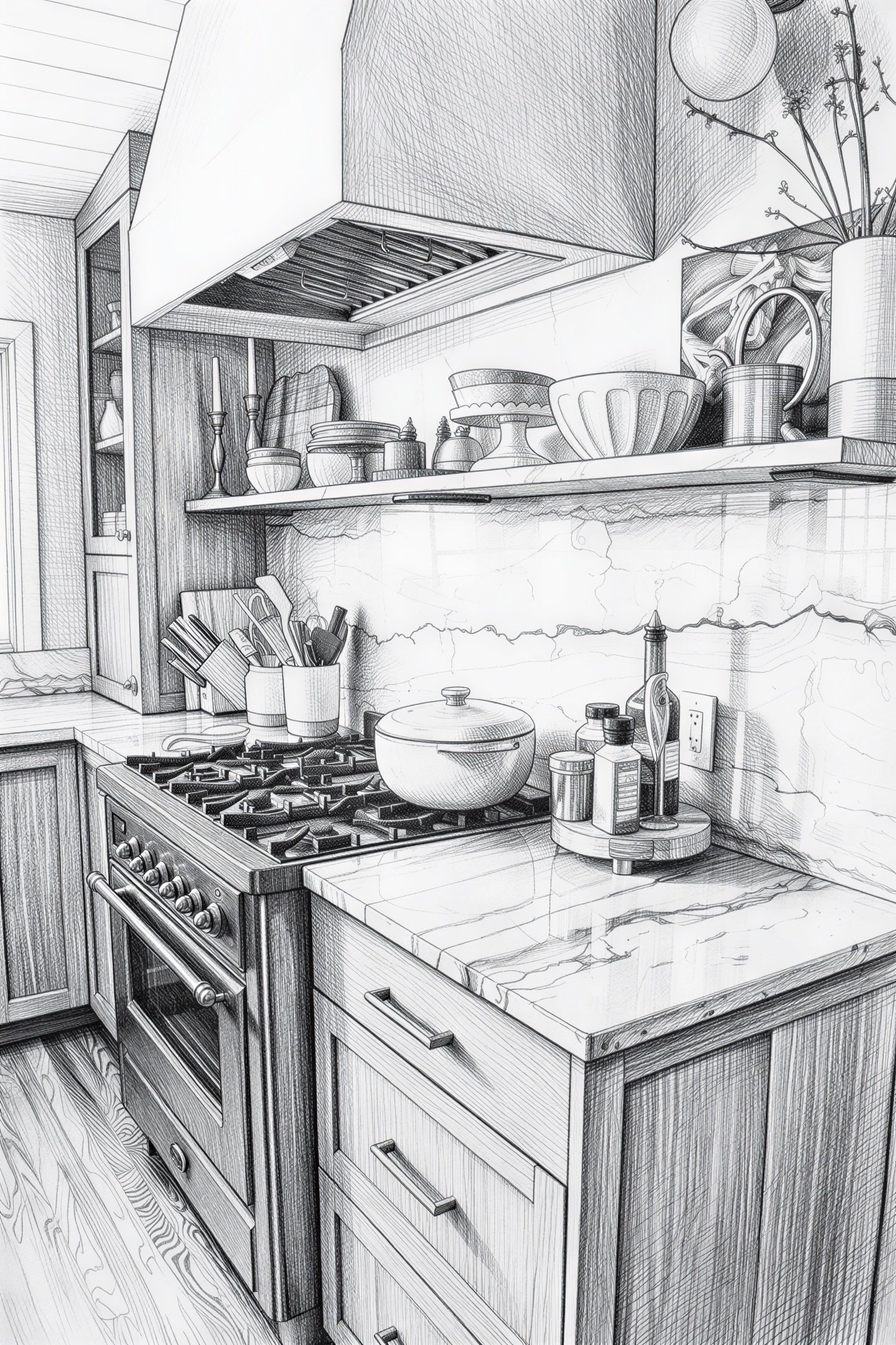 Packer home  |  Sketch rendering of this custom kitchen renovation