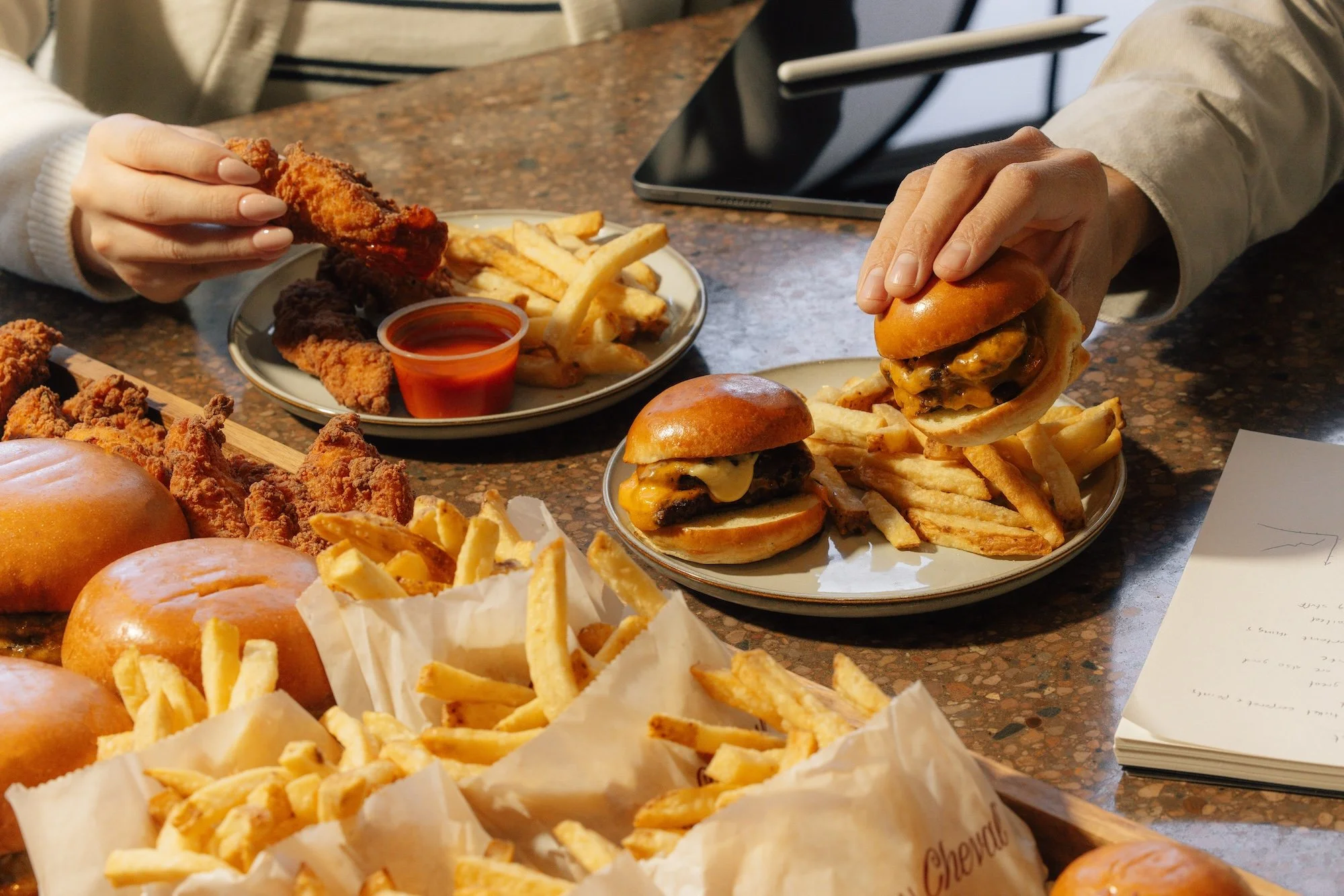 Chicken Tenders, Fries, Cheeseburgers and sliders