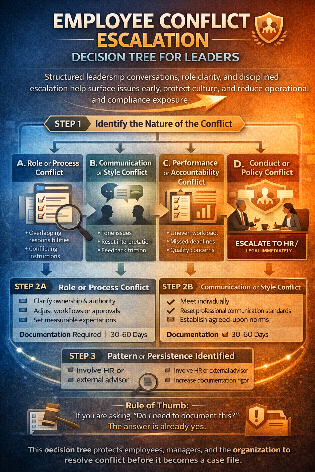 Employee Conflict Escalation Decision Tree for Leaders