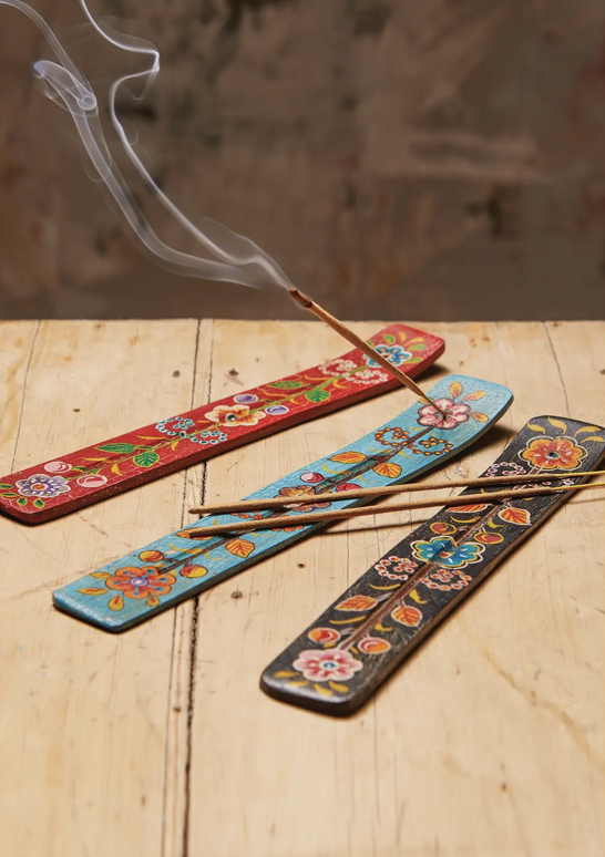 Hand Painted Wooden Incense Holder
