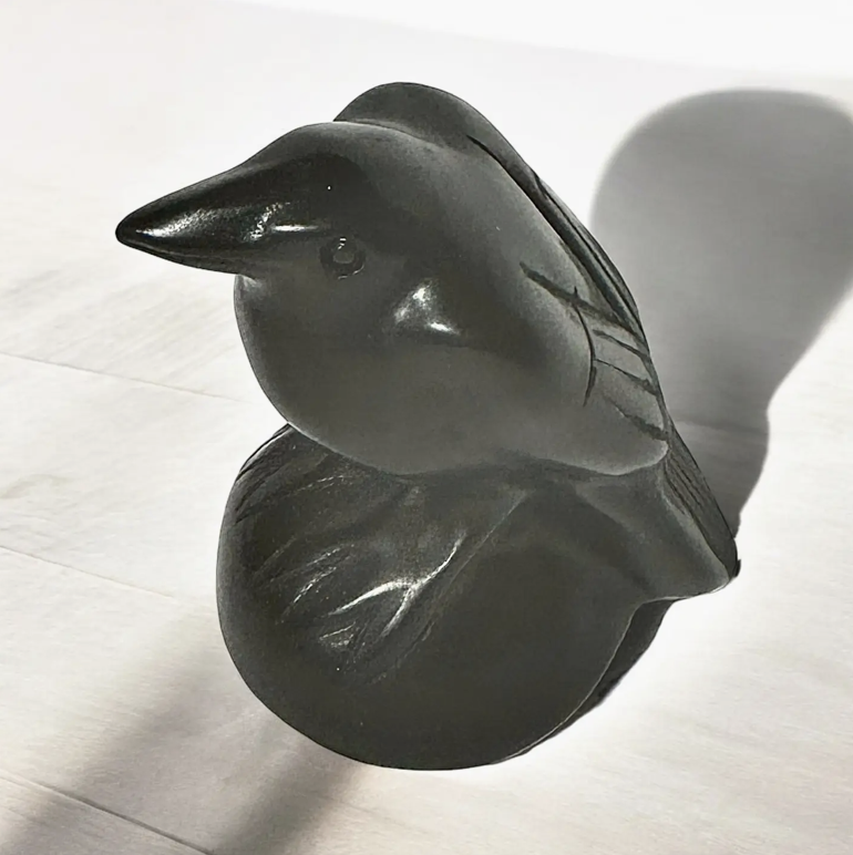 Black Obsidian Raven Carving