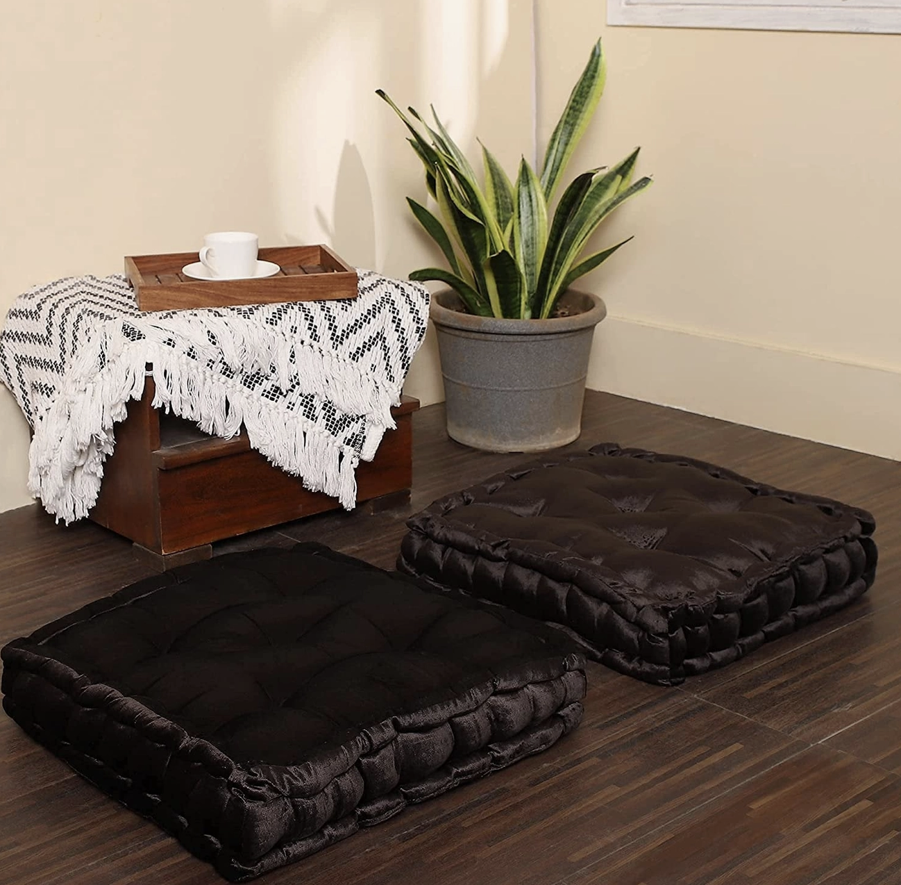 Black Velvet Floor Pillows-Premium Rayon Cotton
