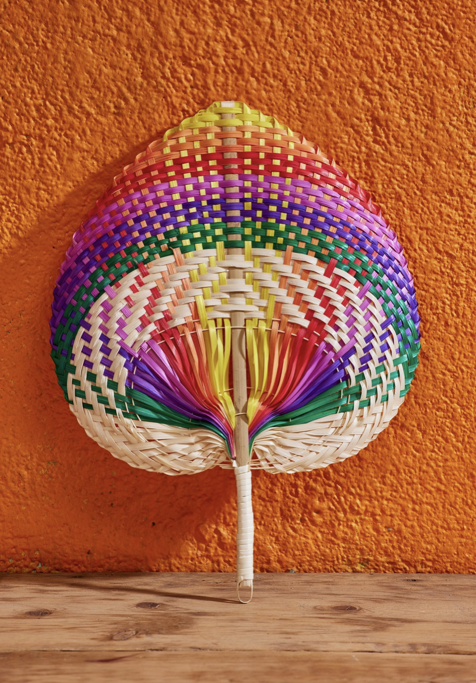 Bamboo Fan Rainbow Stripe