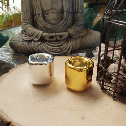 Handmade Gold or Silver Ceramic Chime Candle Holder