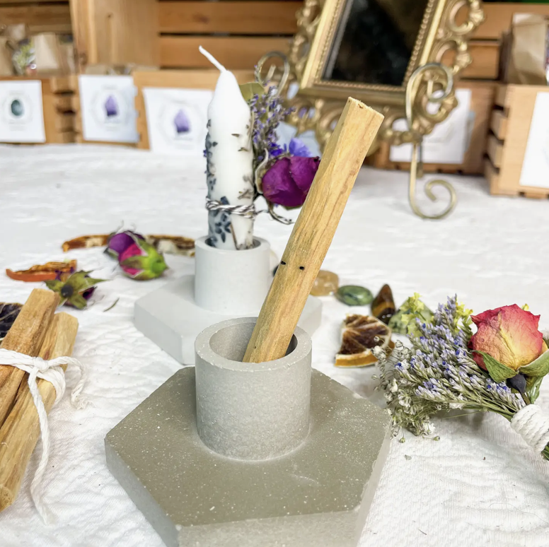 Cement Chime Candle, Palo Santo, Smudging Holder.png