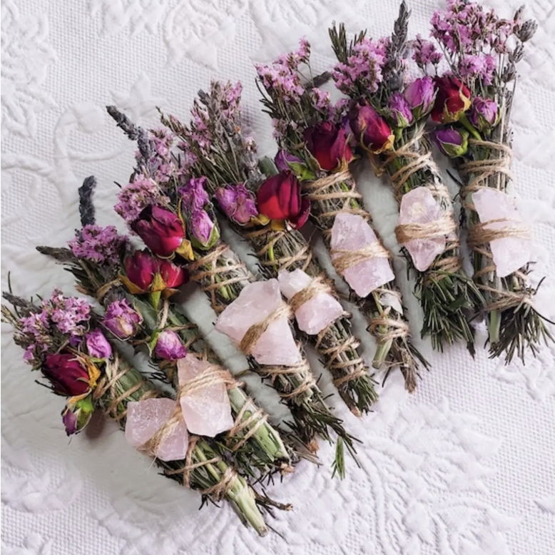 Rose Quartz, Rosemary, Sage, and Lavender Smudge Stick.png