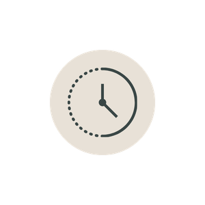 Clock icon inside a tan circle.