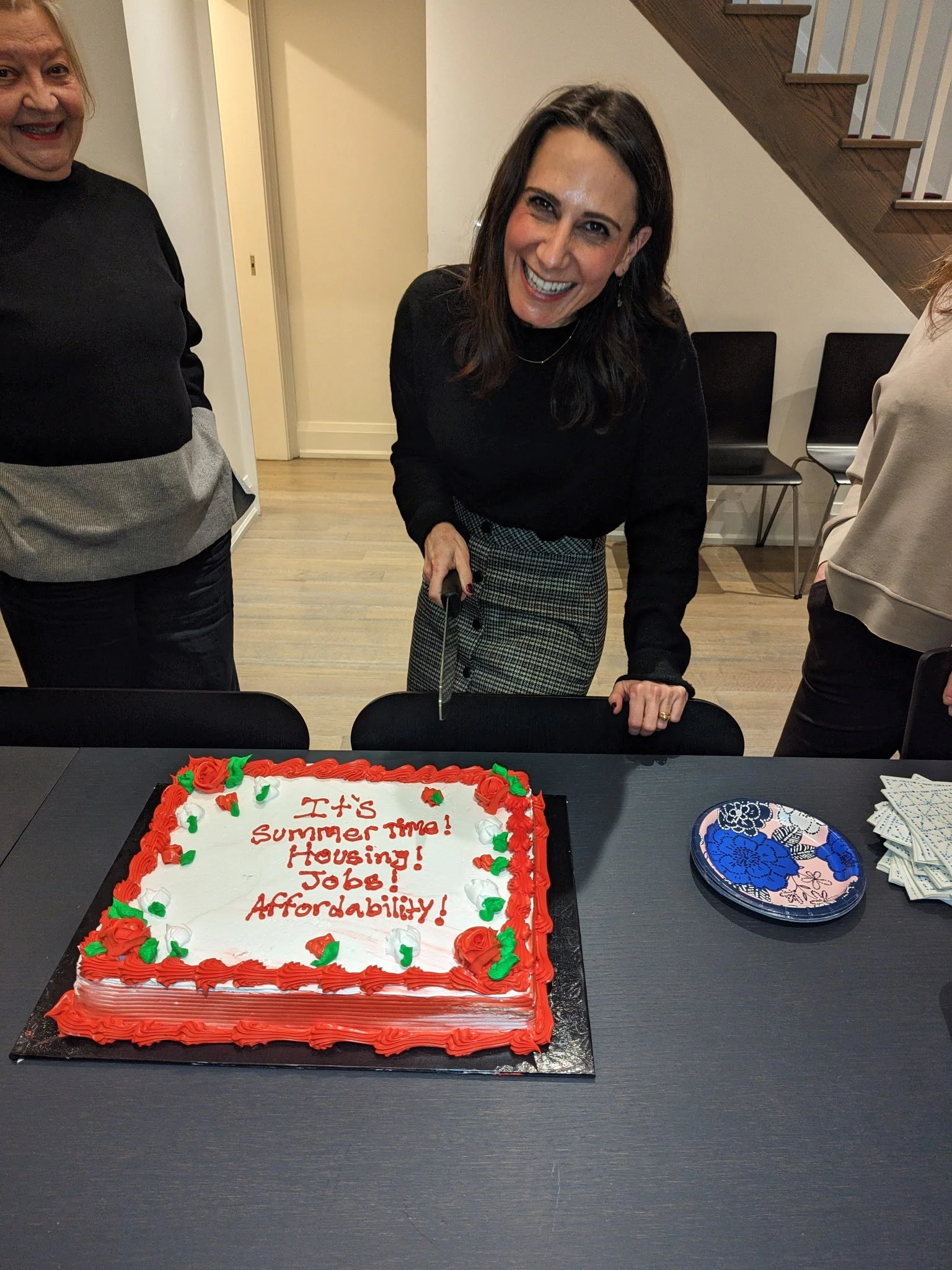 Can you read that cake? It's what we need: Jobs, Housing and Affordability!