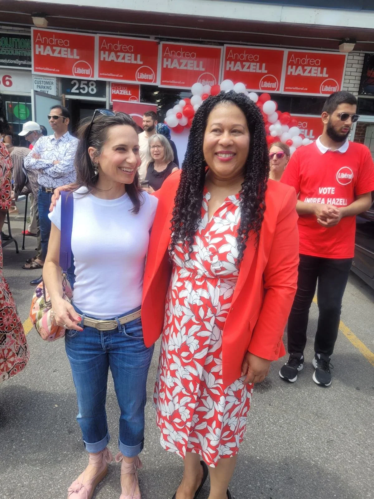 With the amazing MPP Andrew Hazell at her campaign launch party in 2023.