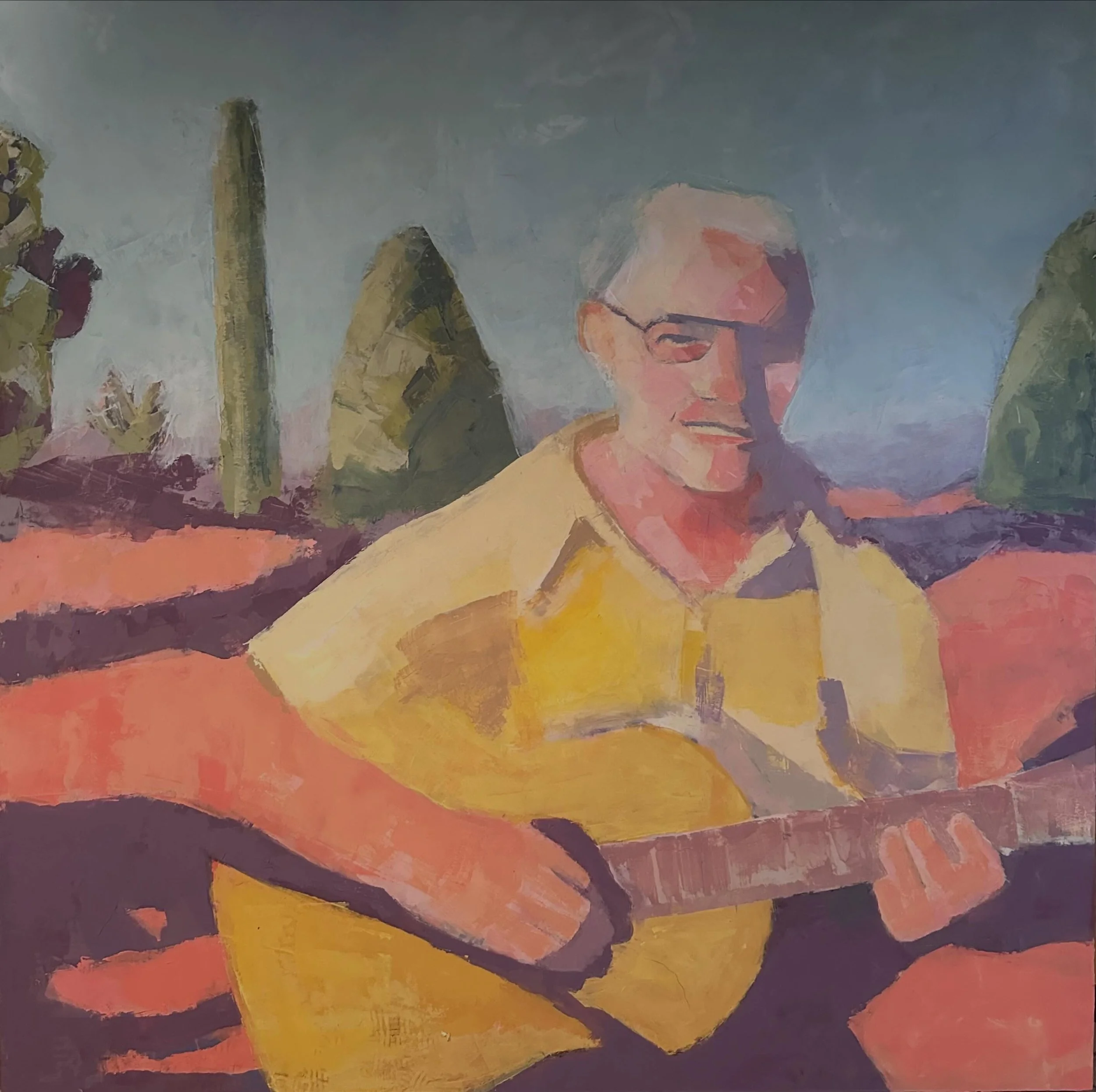 Inspired by a photo of my dad just a few months before he died in 1980. He was a just a few years older than I am right now we all thought he died young. He was visiting his sisters in Mesa, Arizona. His sister Agnes was the photographer and my dad a