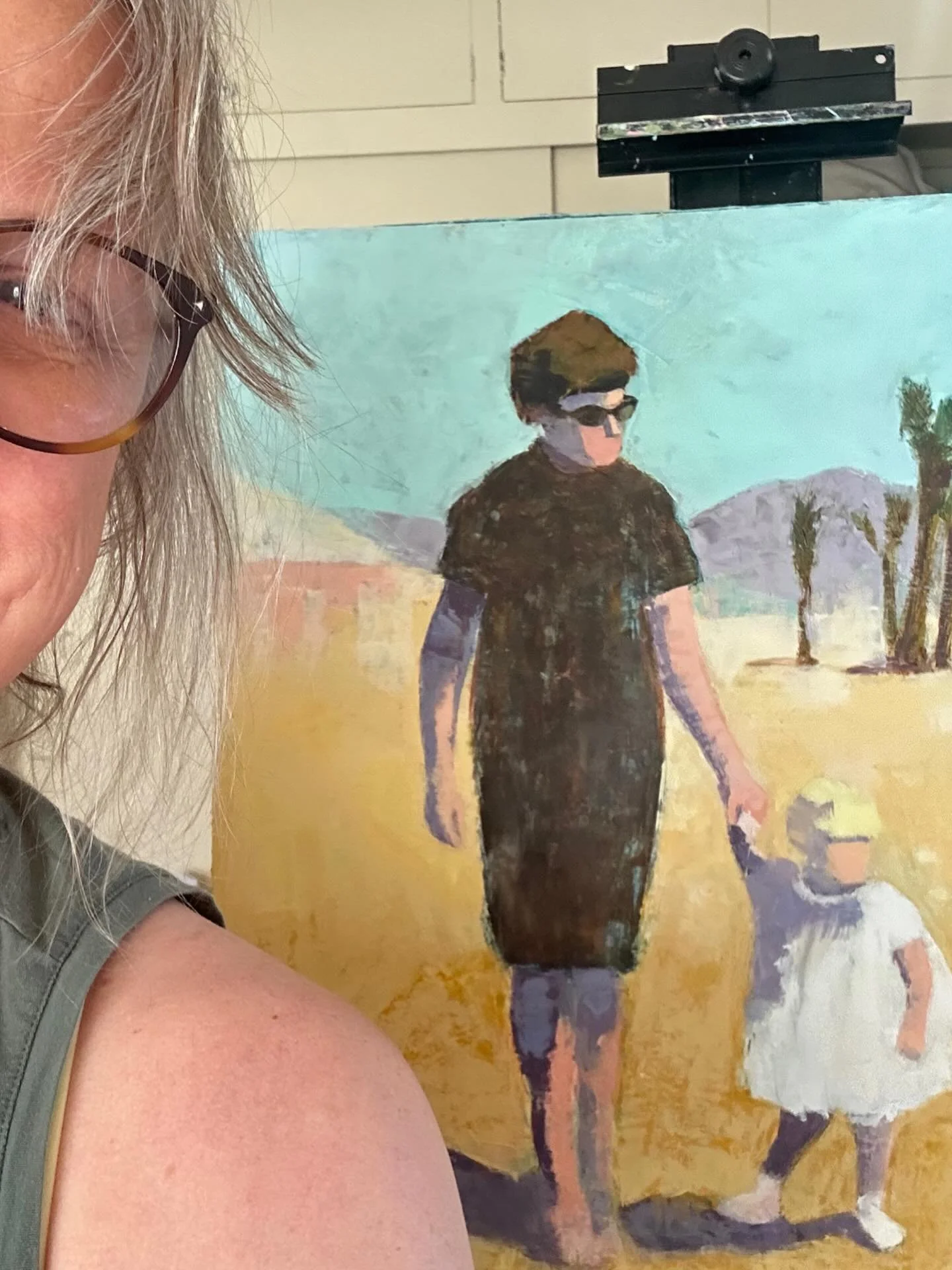 I&rsquo;ve been using old photographs for inspiration. Or is it giving a second life to a memory that only exists on a square piece of paper? The first two years of my life I lived in 29 Palms with my parents. And the photos look like we are on the m