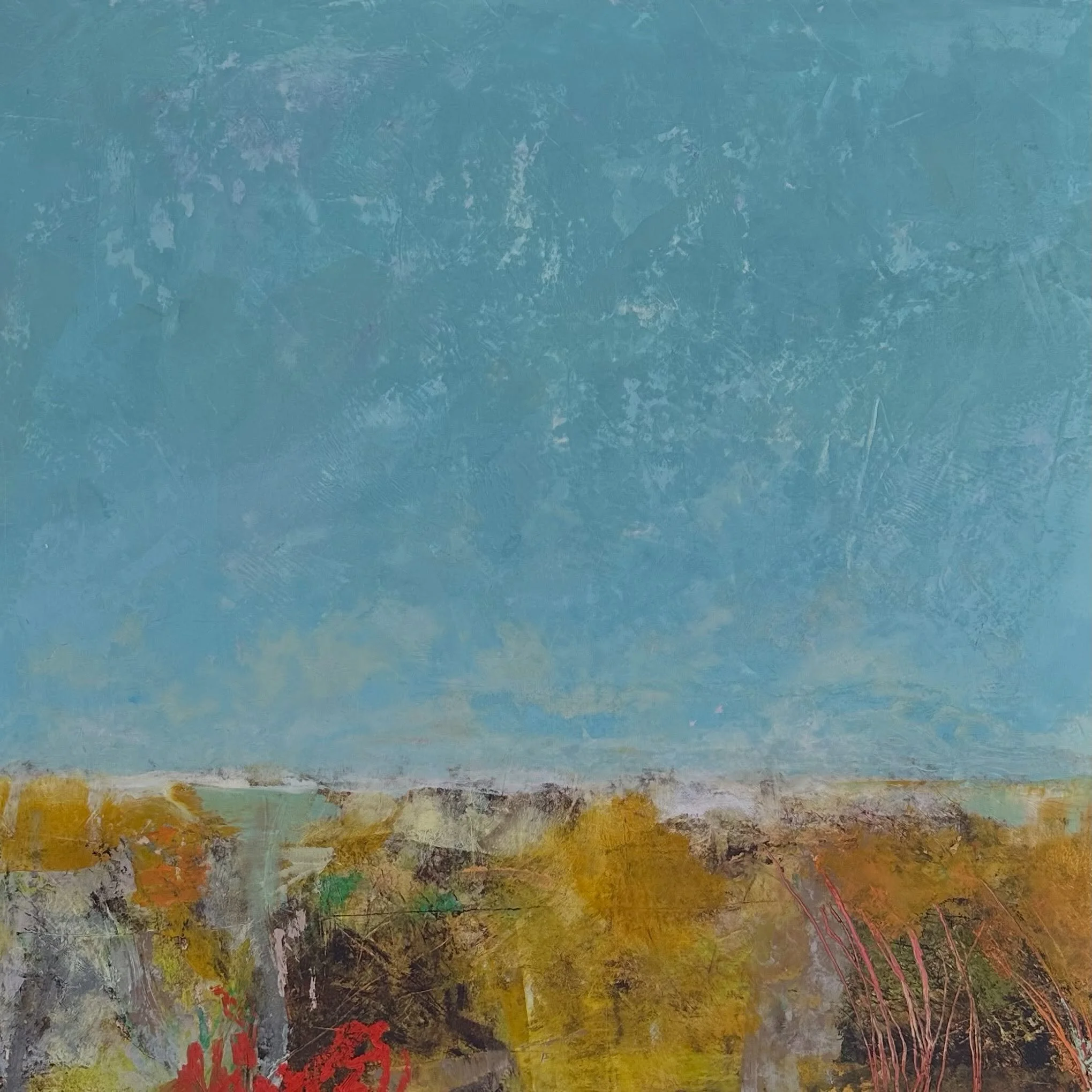 &ldquo;Each New Day&rdquo;
20&rdquo;x20&rdquo;, oil on wood panel 
#coldwax #artroomsapp #abstractlandscape #abstractart