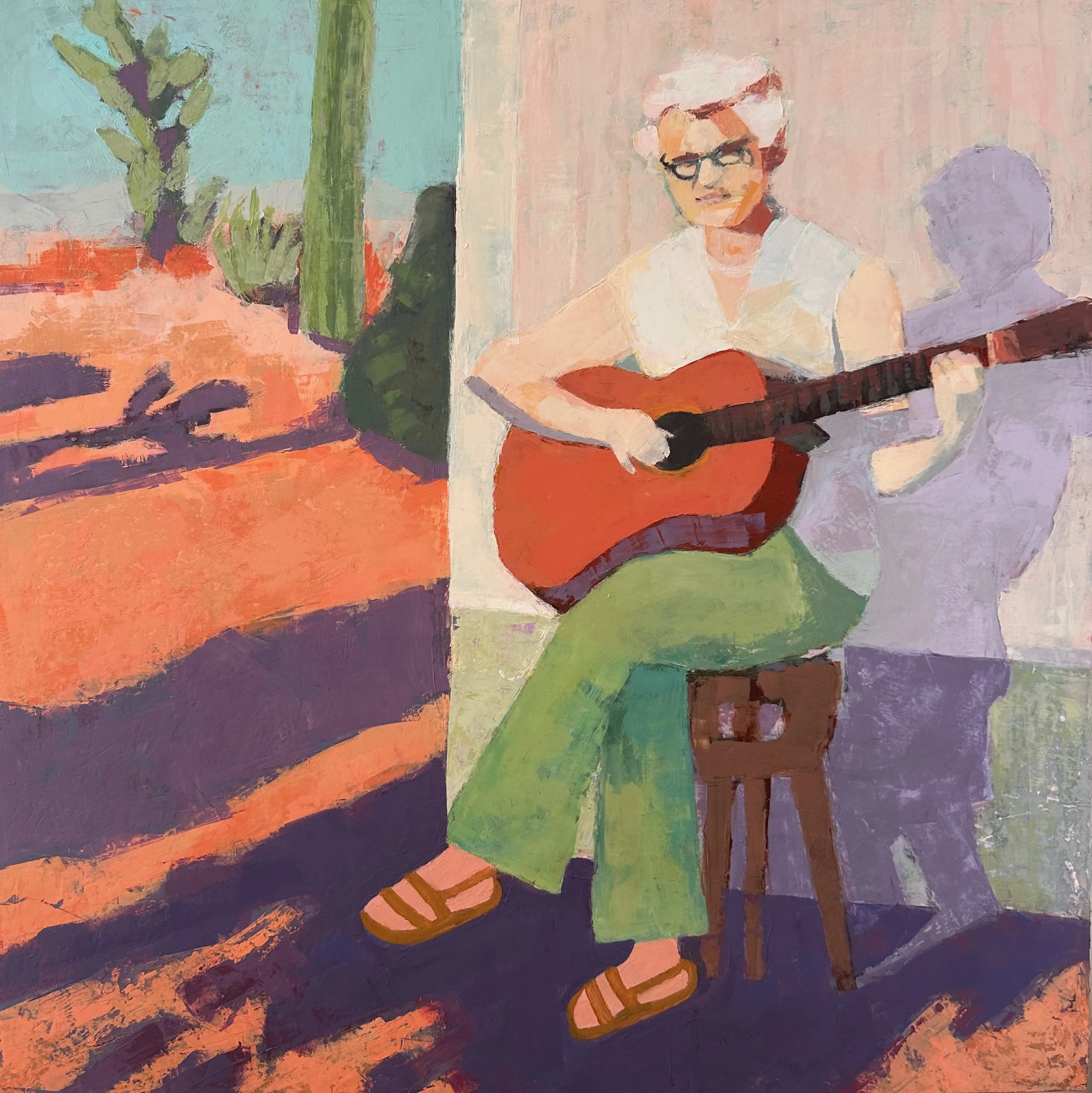 Aunt Madga with Guitar in Mesa, AZ
20"x20" 
1-1/2 depth panel
oil and cold wax
2026
NFS