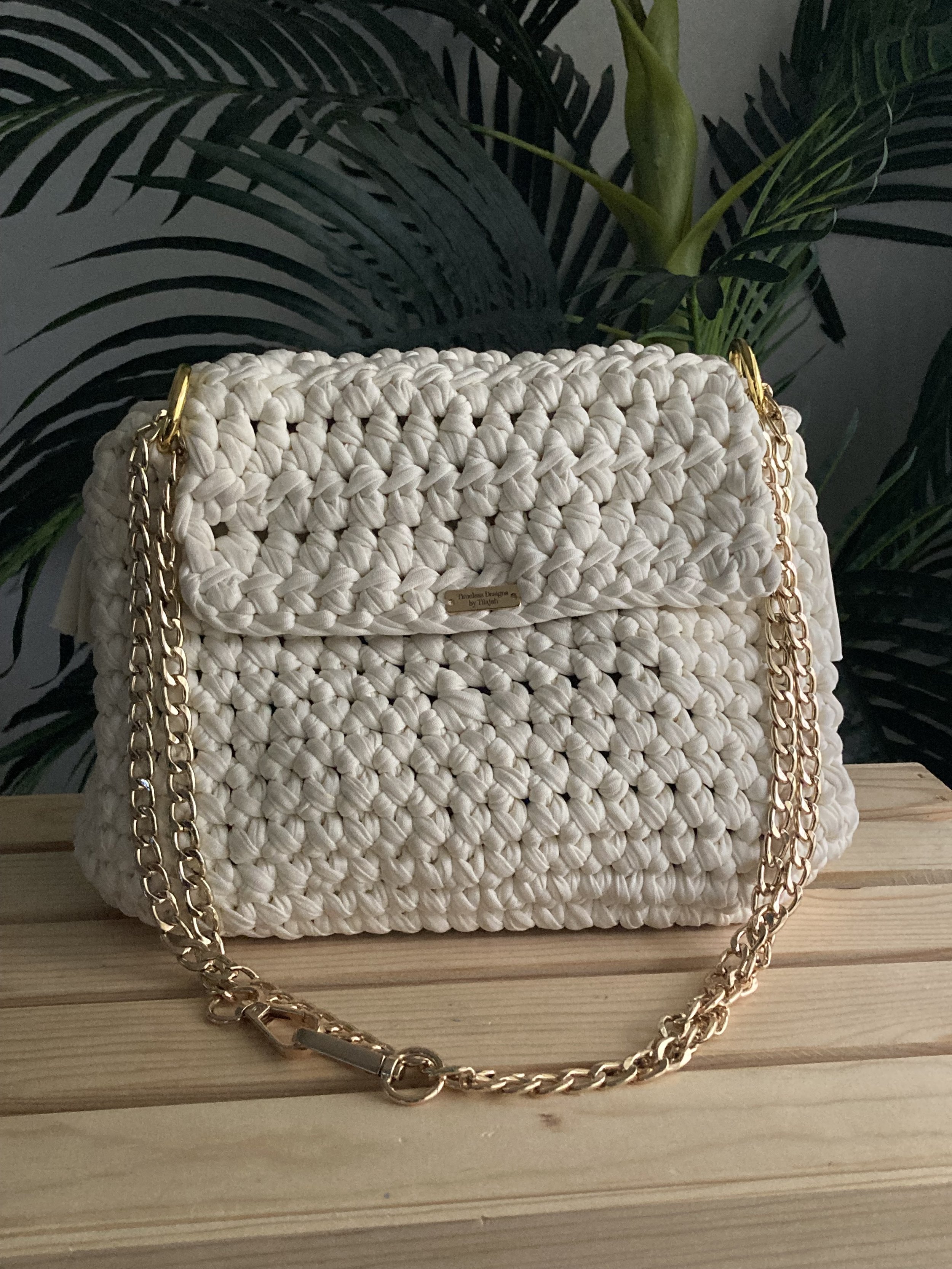 cream crochet satchel handbag