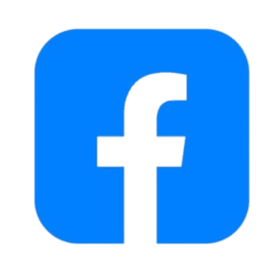 Facebook logo with a blue square and a lowercase white 'f' in the center.