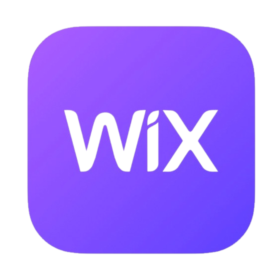 Wix app icon with a blue to purple gradient background and white text