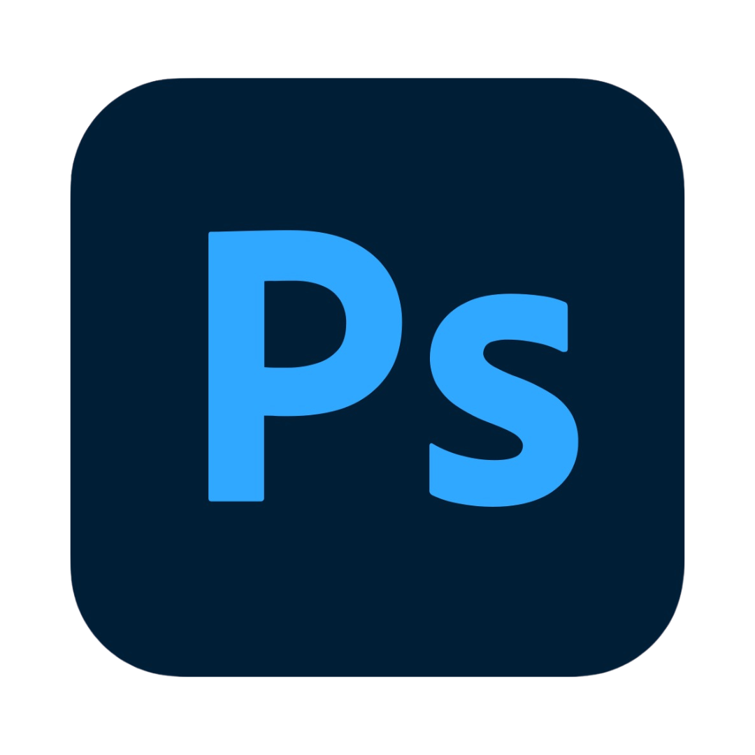 Adobe Photoshop app icon with a dark blue rounded square background and light blue 'Ps' text in the center.