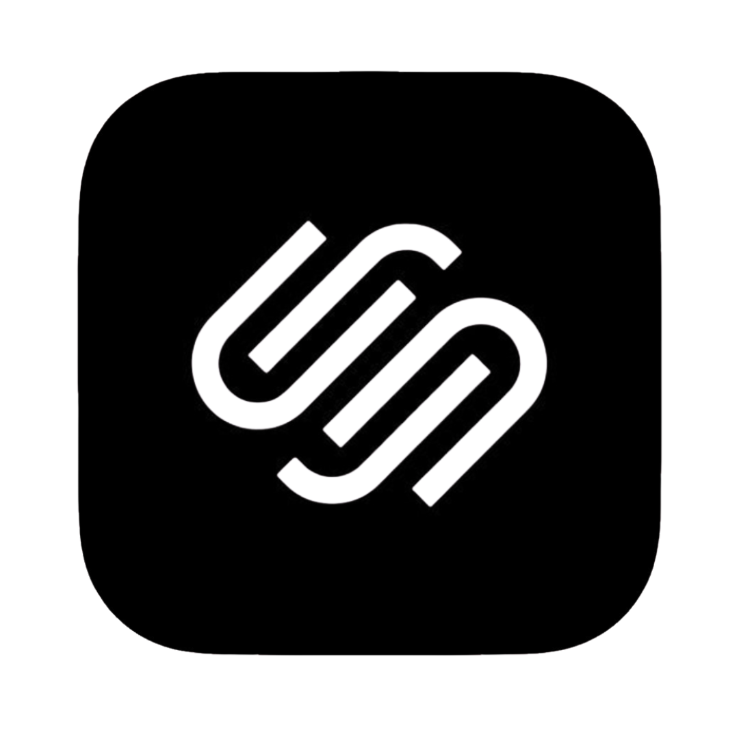 Black app icon with white interconnected loops logo.