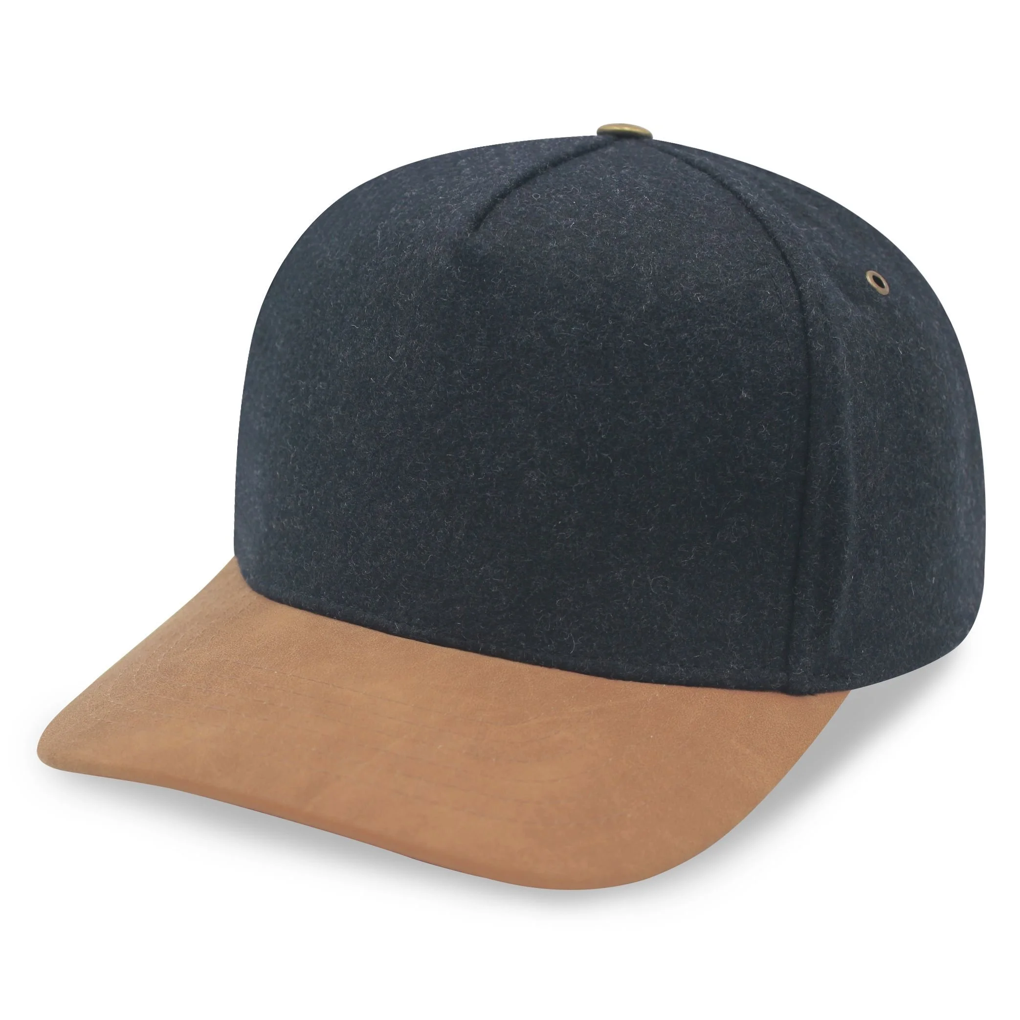 5-Panel Melton Wool Cap with Suede Visor