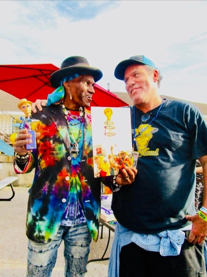We surprised Cyril Neville with a photo of him holding the FessHead at the Fairgruonds. 2019.