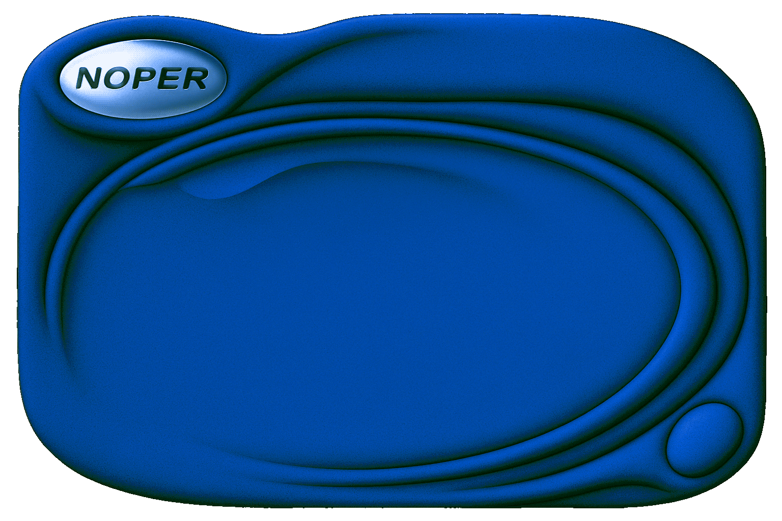 Blue NOPER box with rounded edges, featuring a stylized logo in the top left corner.