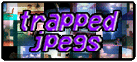 Title screen with the text 'trapped sean' in purple and pink letters on a blue background.