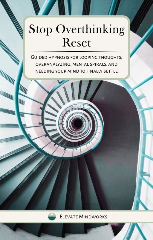Stop Overthinking Reset guided hypnosis audio for looping thoughts, overanalyzing, mental spirals, and overthinking relief inside Overthinking & Sleep Relief Essentials.