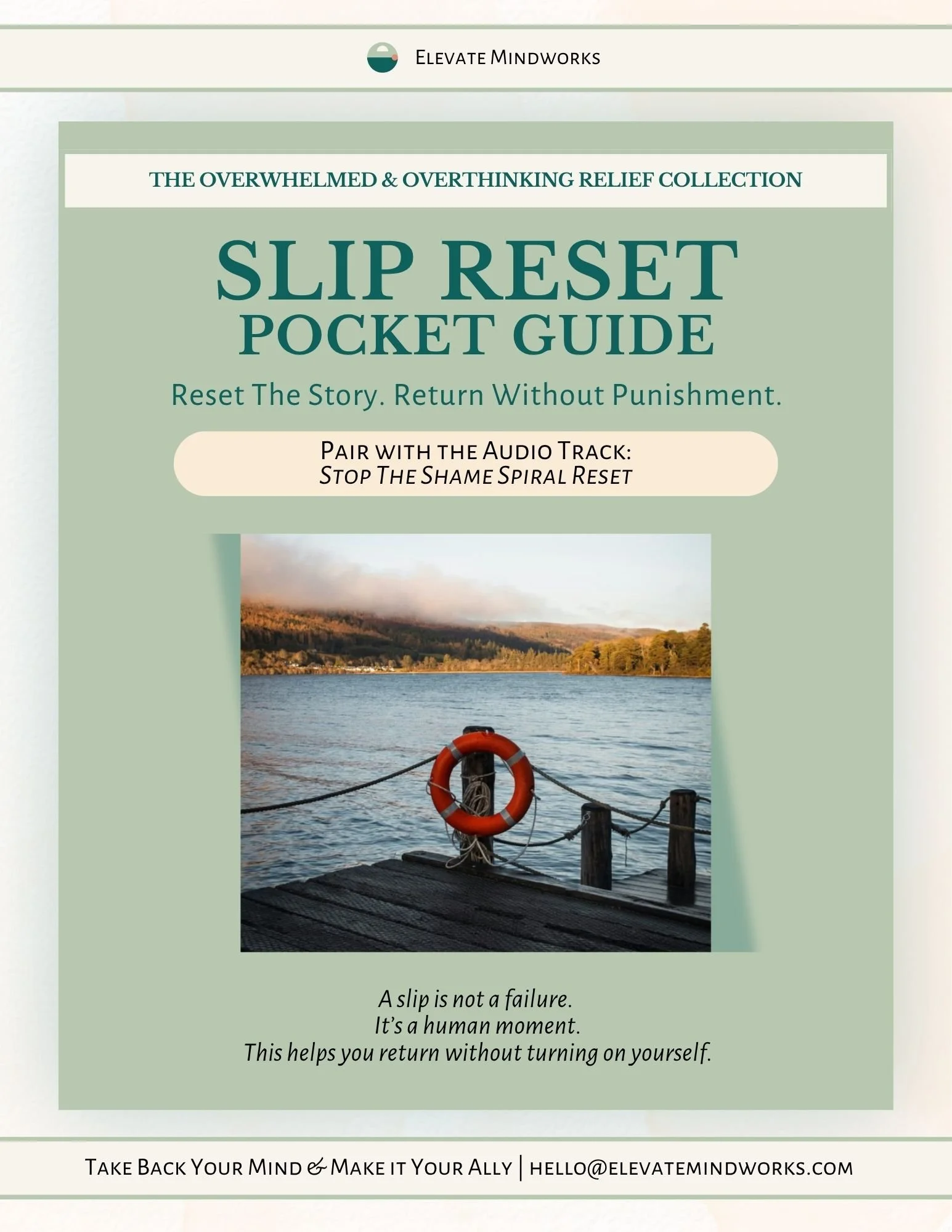 Slip Reset Pocket Guide printable support tool cover for Stop the Shame Spiral Reset, designed to reset the story, return without punishment, reduce self-blame, and recover after a slip.