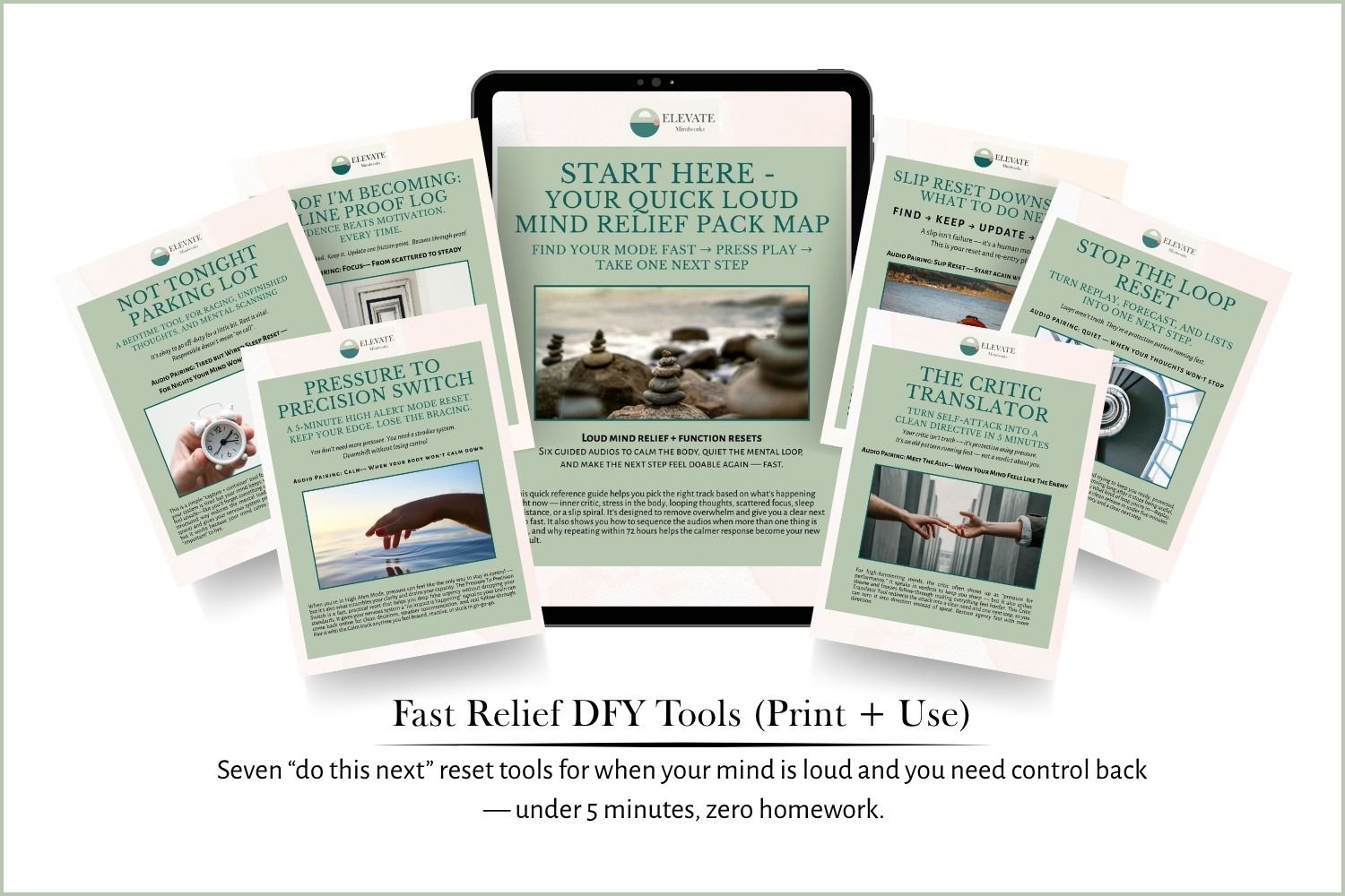 The Loud Mind Relief Pack Support Tool Mockup