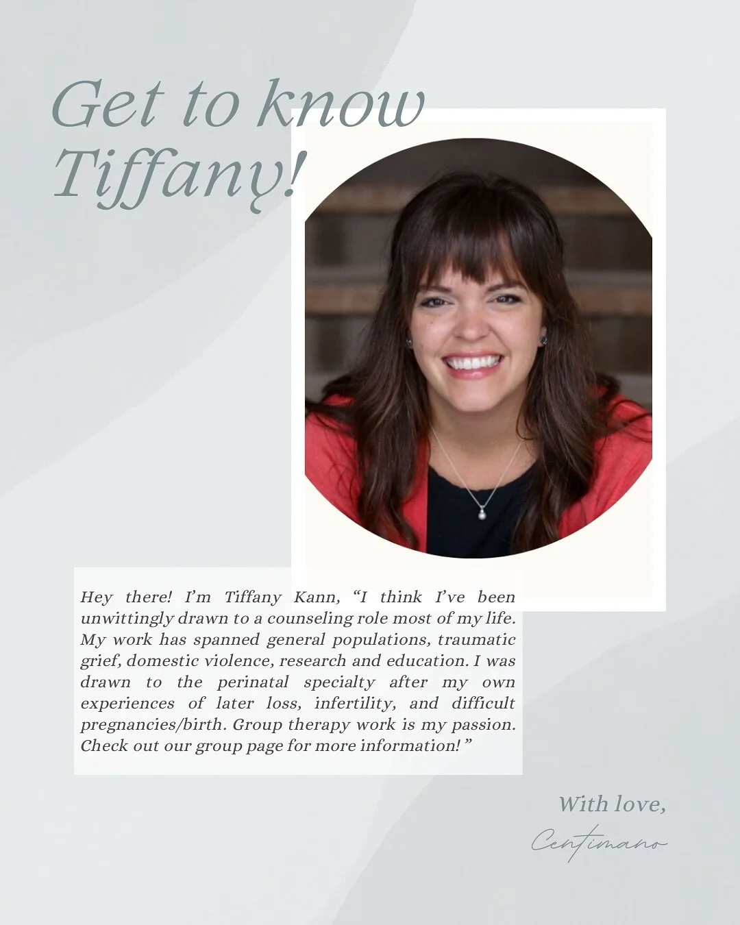 Tiffany has been working in mental health for 10 years. She was drawn to the profession because of her passion for working with people who were surviving traumatic grief. Her practice experience has included hospital crisis response for domestic viol