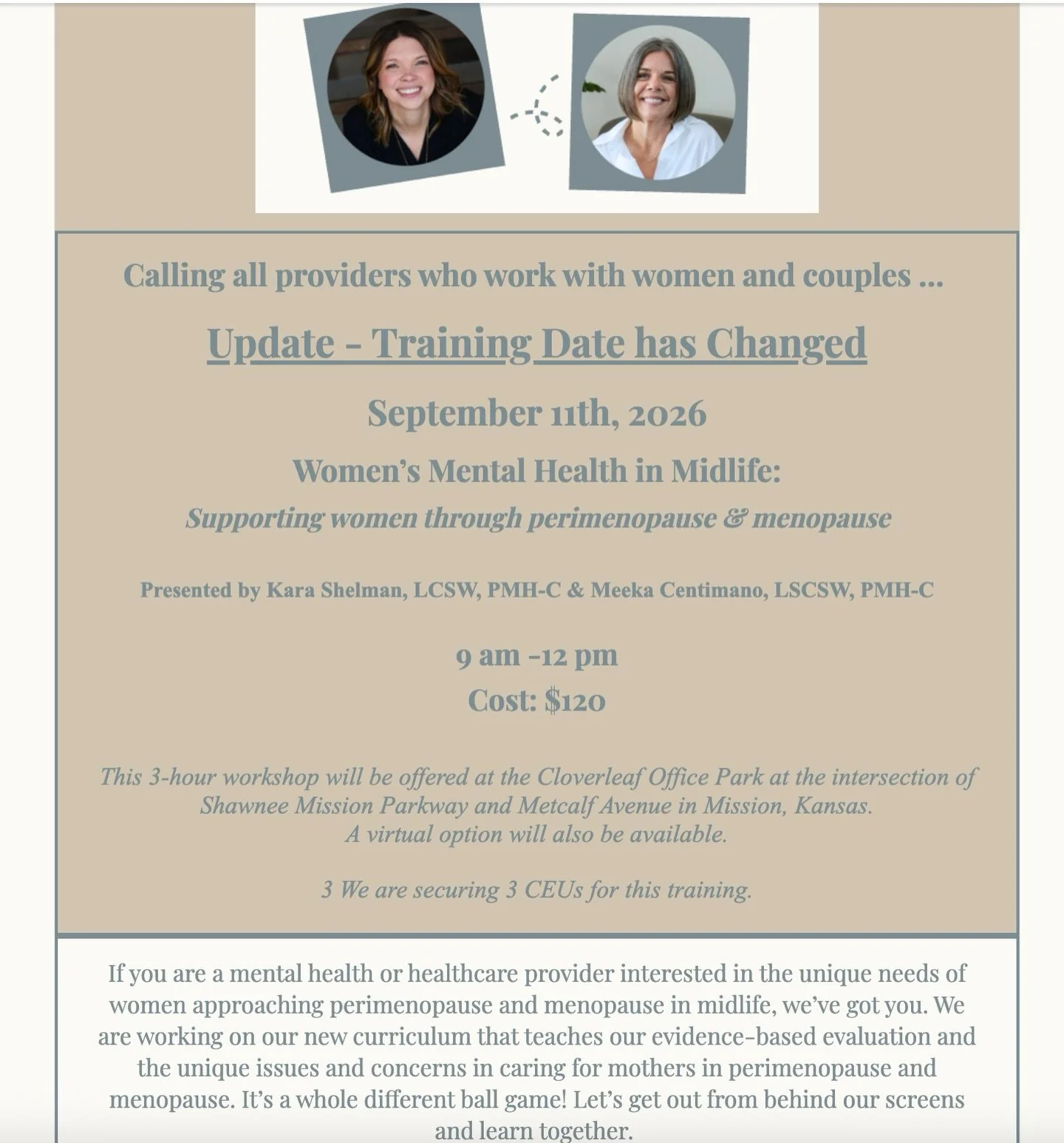 Below is a sketch of the objectives that we will be covering in the training. 
 
From this training, participants will be able to &hellip; 
1. Identify different reproductive stages along with statistics and risk factors associated with each stage.
2