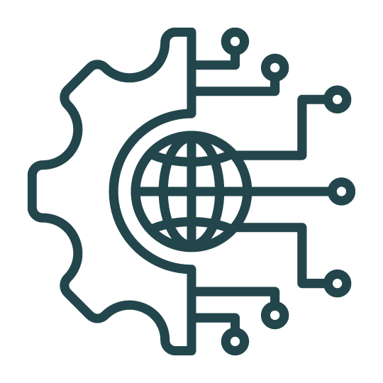 Icon of a cog and globe