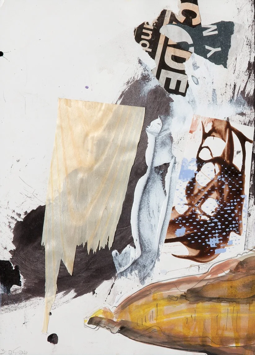 Excavation (Varanasi, Mar 25, 2026) Ink, acrylic, watercolor, collage 14x10"/36x25cm
