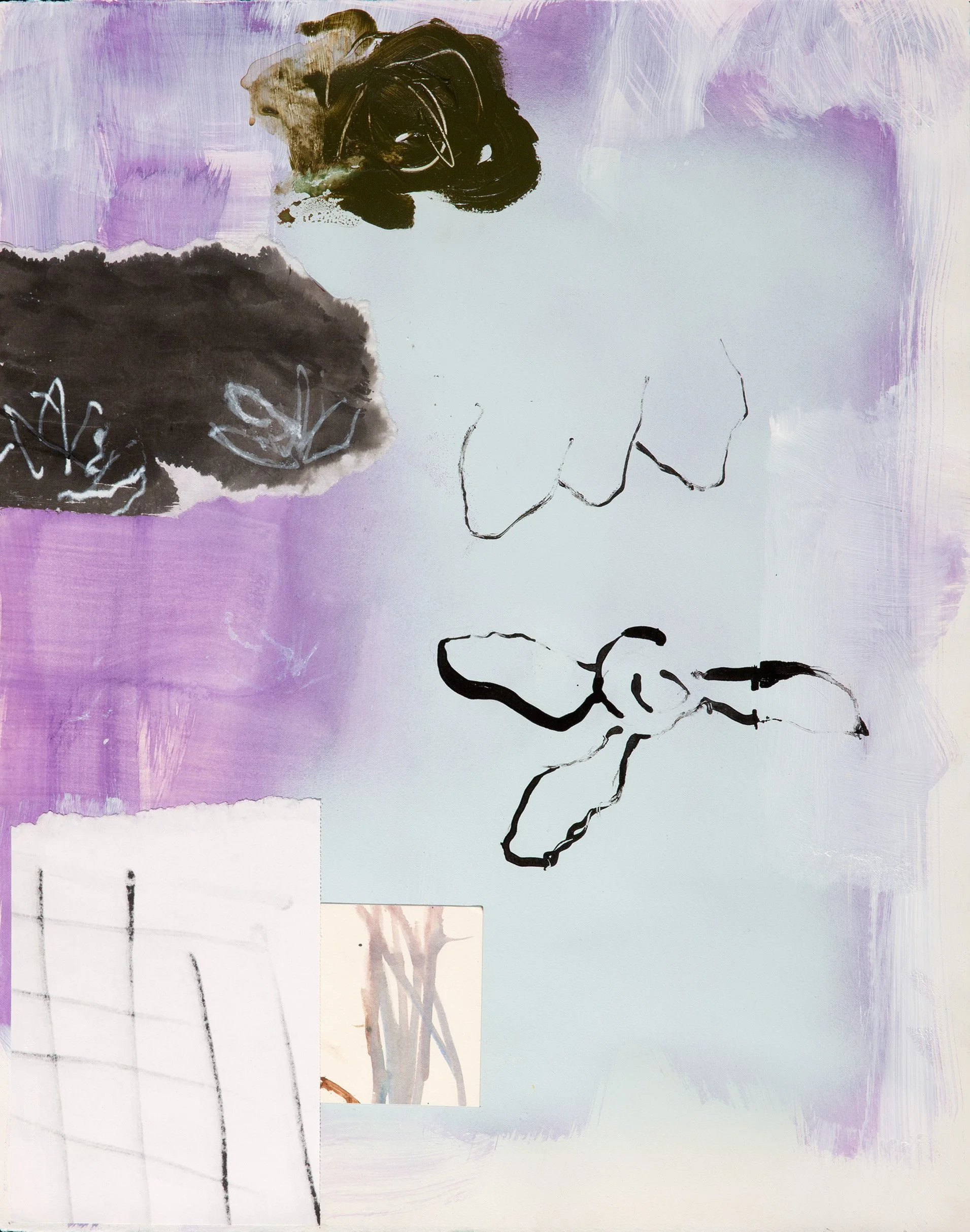 Garden (Sept 19, 2025) Ink, acrylic, collage 24x19"/61x49cm