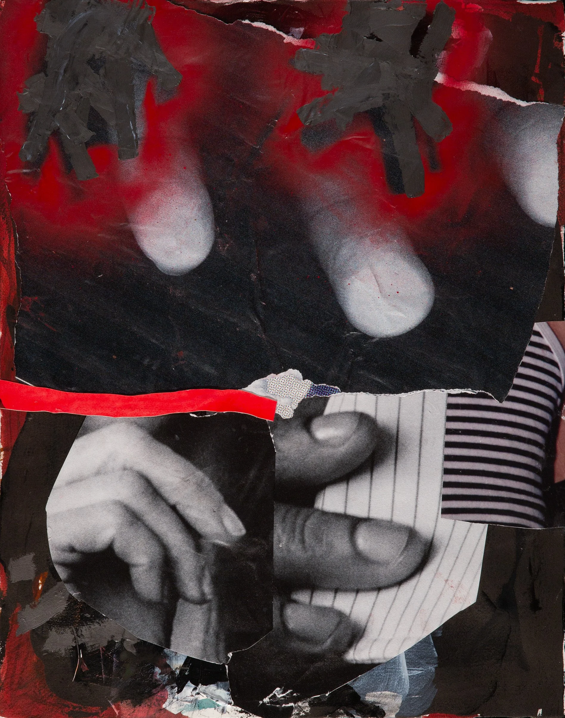 Gaslight, Aug 16, 2025, Ink, acrylic, collage  24x19"/61x49cm