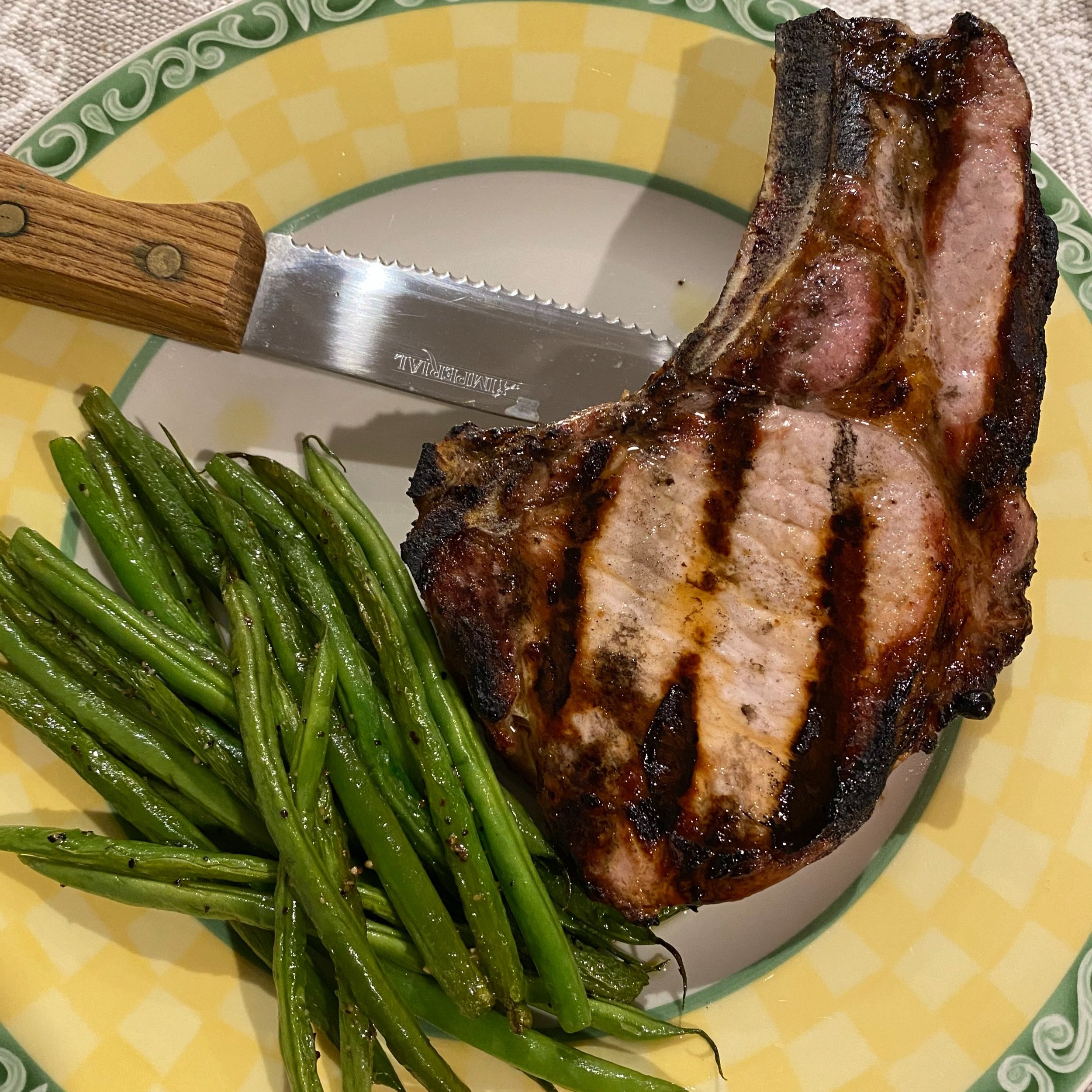 pork chop, string beans