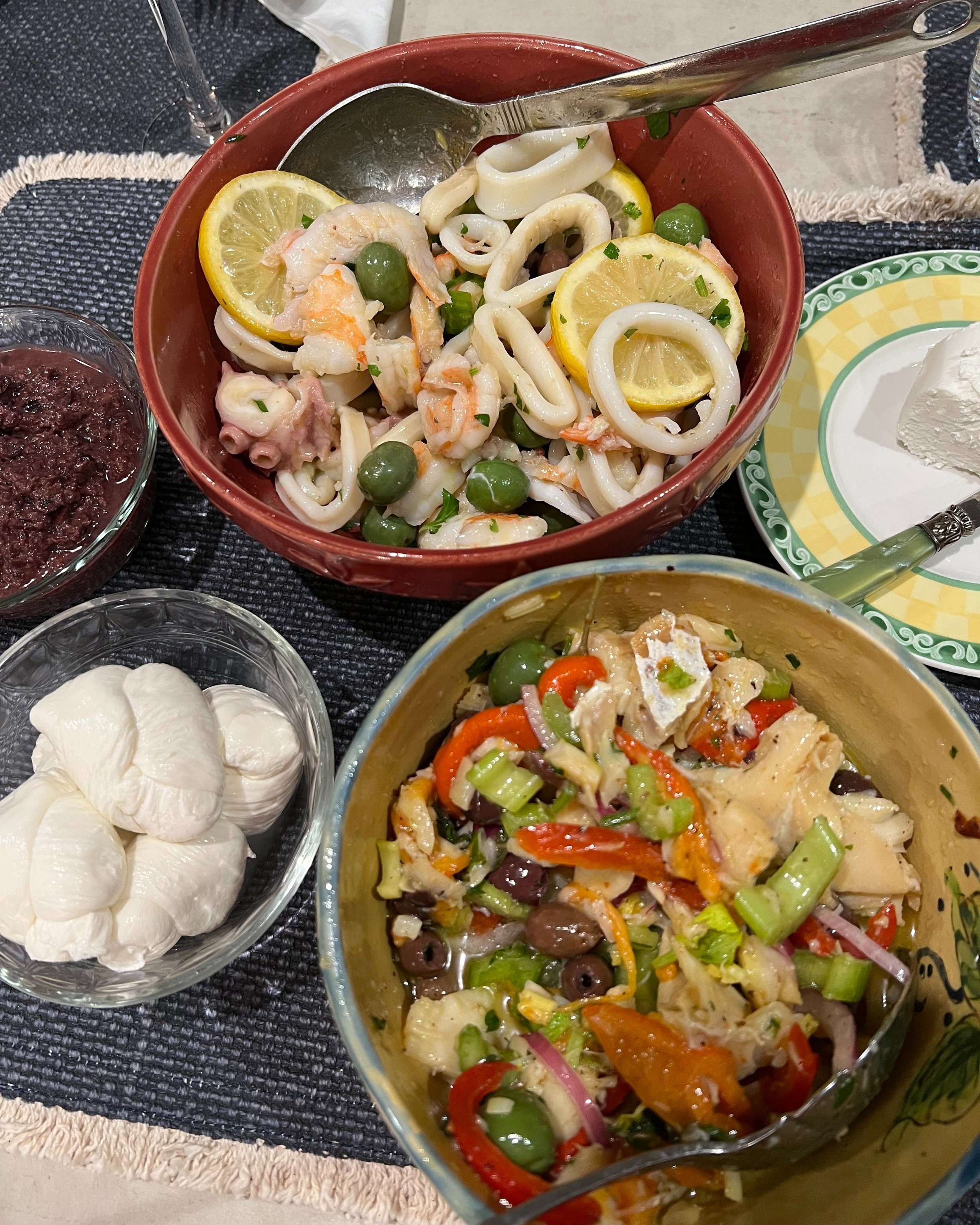 nanny's seafood salad
baccalà, octopus, squid, shrimp, clams, mussels. paired with olive/anchovy pate
