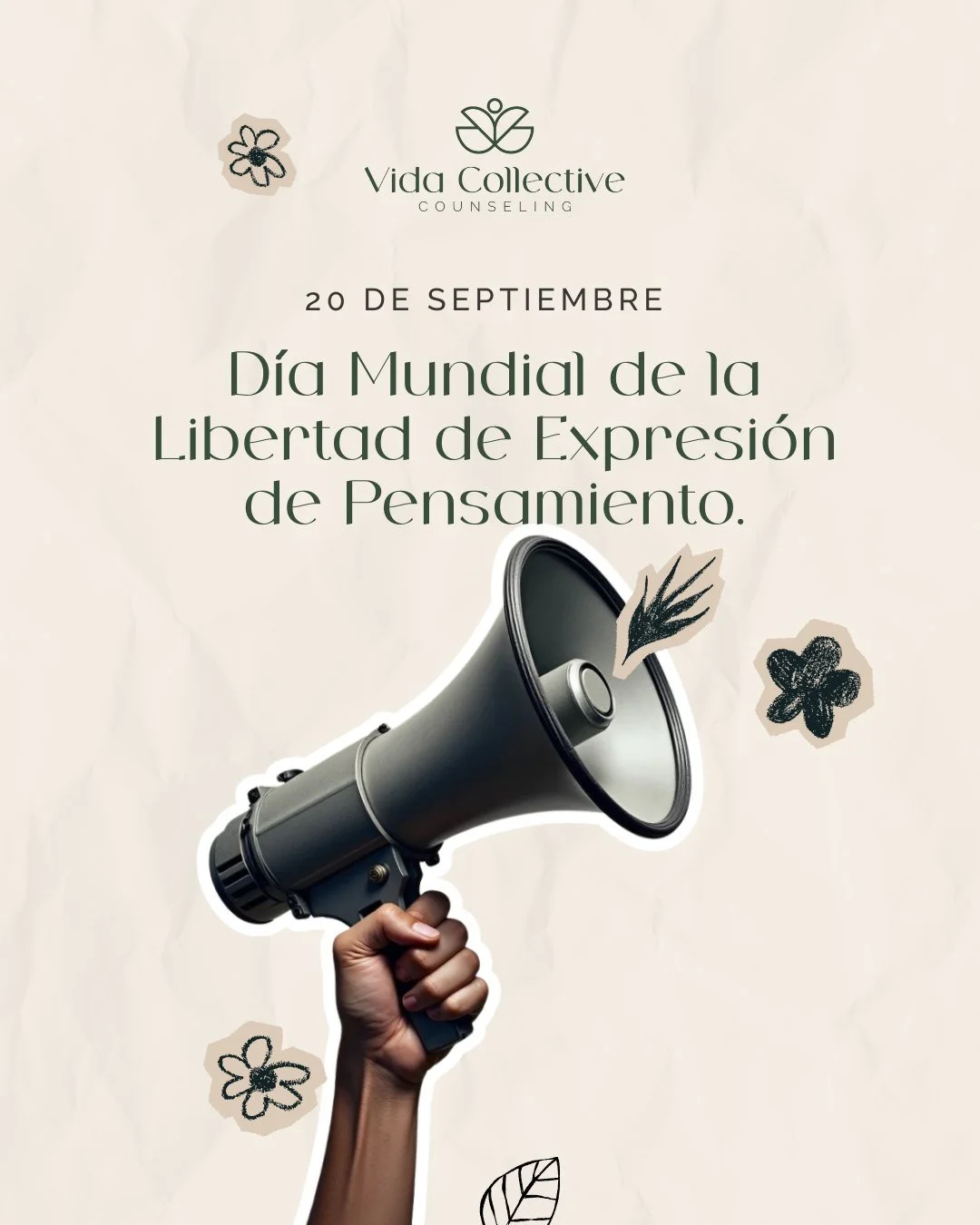 Tu voz importa, siempre.🤎
Hoy, en el D&iacute;a Mundial de la Libertad de Expresi&oacute;n de Pensamiento, recordamos que expresarte tambi&eacute;n es cuidar tu salud mental.

Cuando pones en palabras lo que sientes, le das valor a tu historia y esp