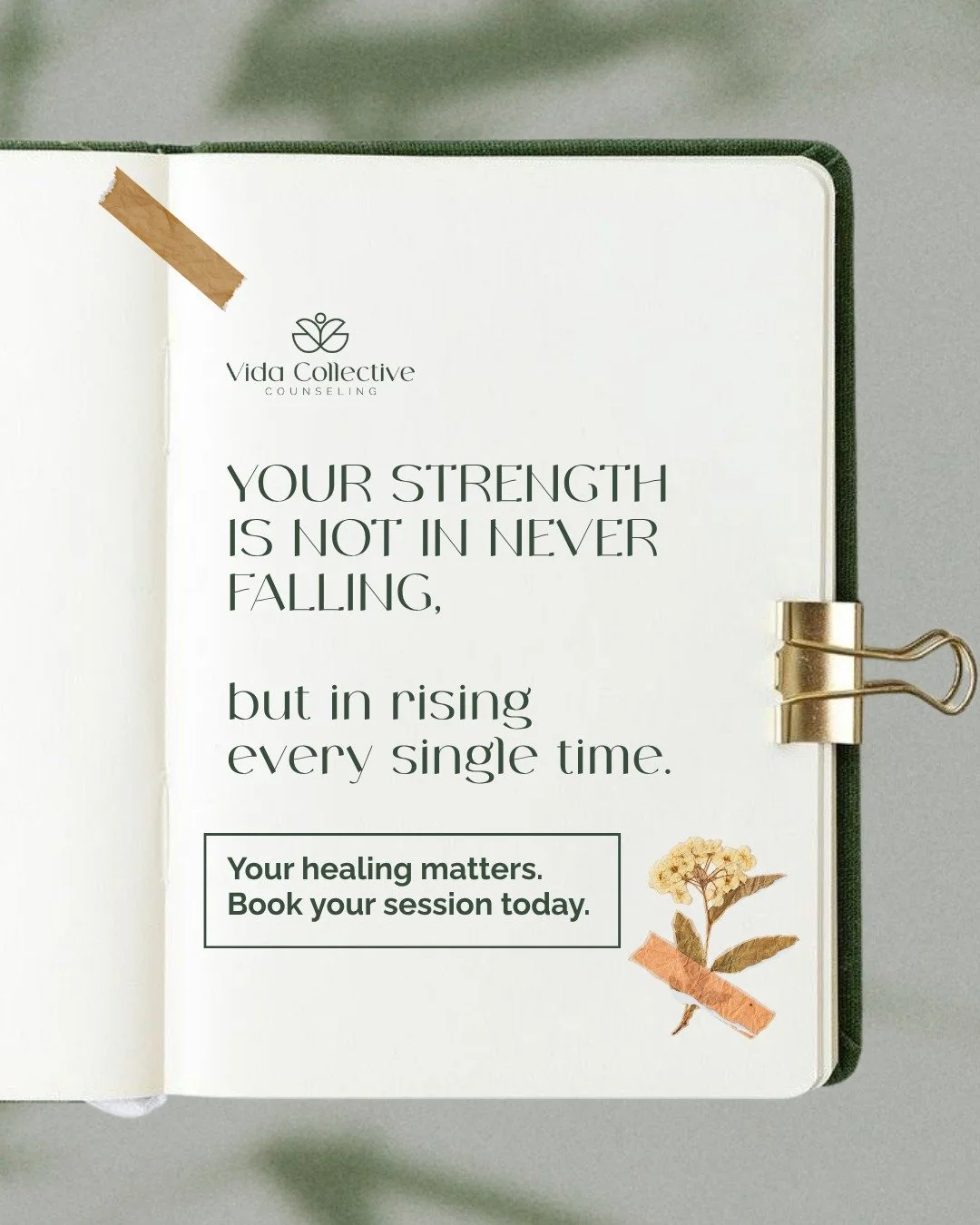 Some days strength looks like simply showing up &mdash; even when it&rsquo;s hard. 🌿�Honor your process, trust your timing, and remember: healing is still progress.

Your healing matters. Book your session today.
📞 (501) 300-7456.
💌 admin@vidacoll