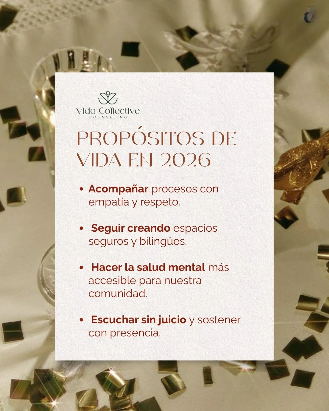 Nuestro principal prop&oacute;sito no es cambiarte, es acompa&ntilde;arte mientras te encuentras.

Gracias por caminar con nosotras.�Este a&ntilde;o, seguimos aqu&iacute;. 💫

Book your session
📲 https://wa.me/message/OI45KYTO6IAIG1
📞 (501) 300-745