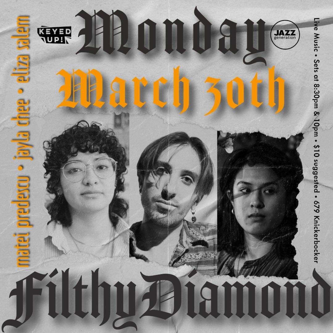 next Monday! Closing out the month of March @filthydiamondbk with these jammerz @sickwormfacts @jaylachee &bull; 2 sets at 8:30pm and 11pm &bull; come sit in &bull; $10 suggested &bull; sponsored by @keyed__up amen!