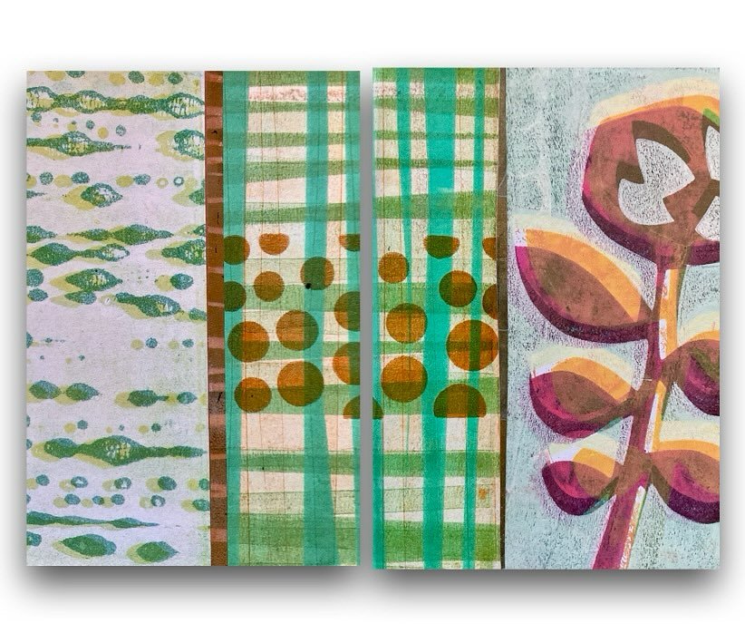 My latest collaged journal, using gel printed papers. You are looking at both front and back of the same journal. These are available at the Gibsons Public Art Gallery shop and at my venue during the Sunshine Coast Art Crawl. 

DM me if you&rsquo;re 