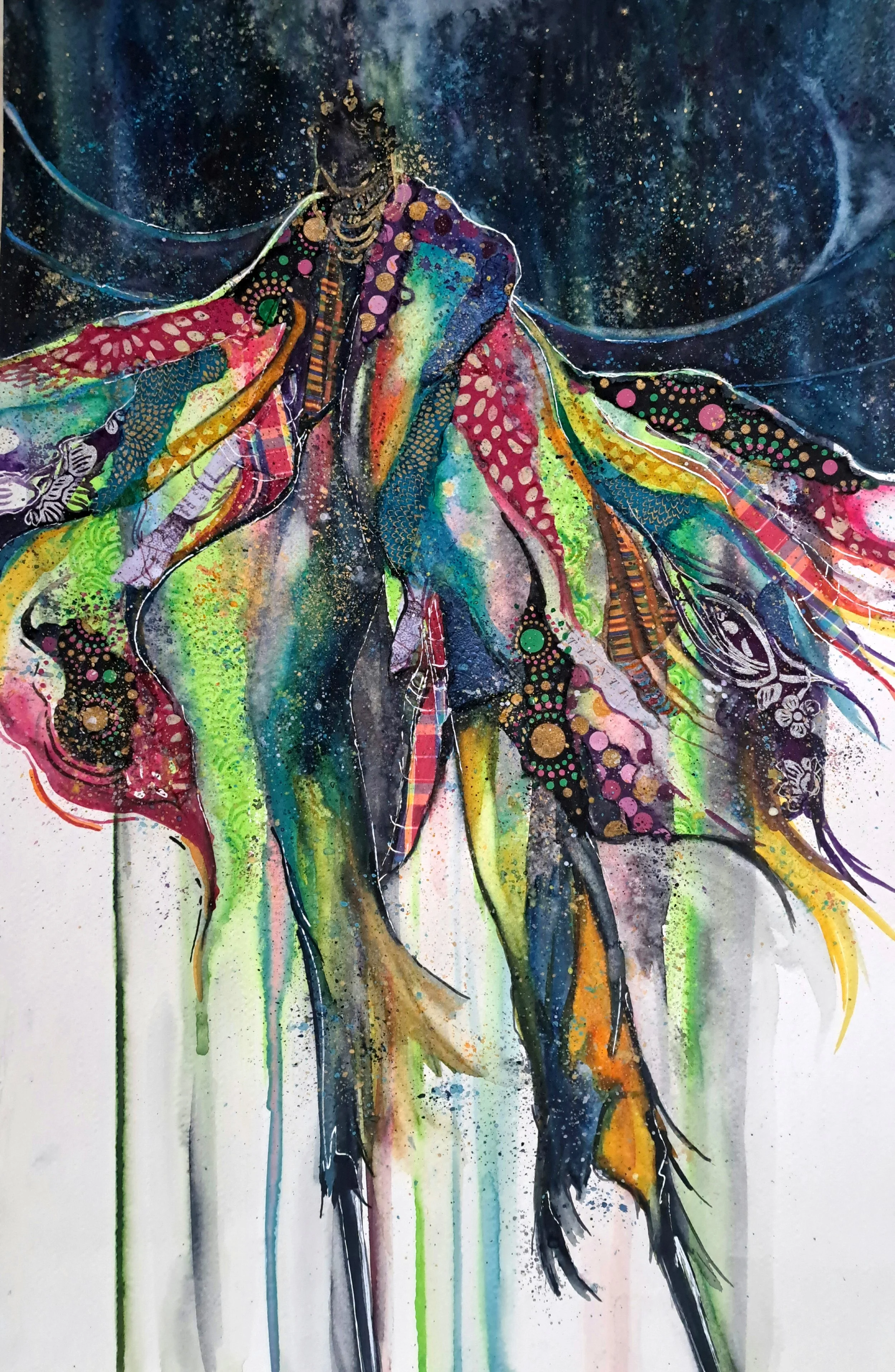 Touching Down, 14x20". 
Watercolour and collage, 2026.
Price available upon request