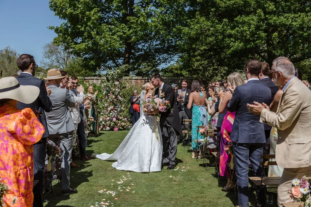 Outdoor wedding ceremony at country estate